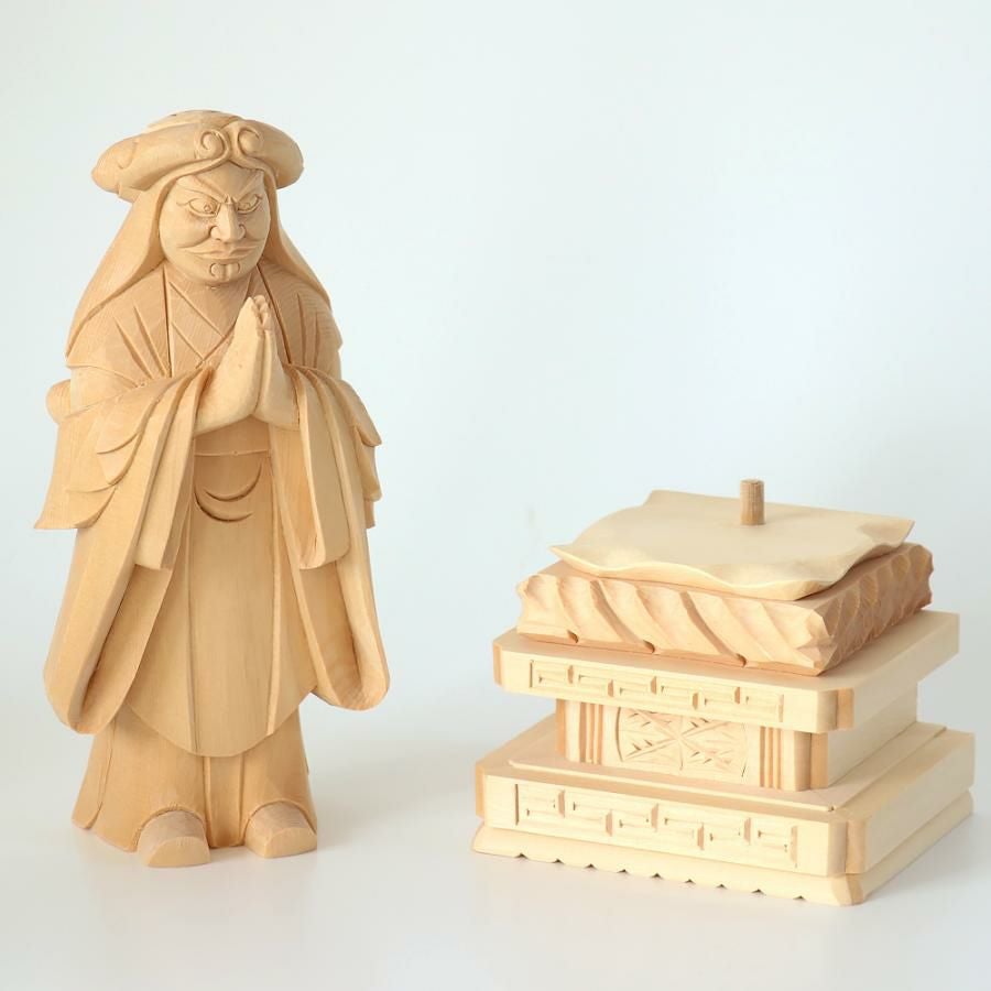 仏像 【総白木】 中山鬼子母神 3.5寸（高さ：175mm） 木彫 きしもじん