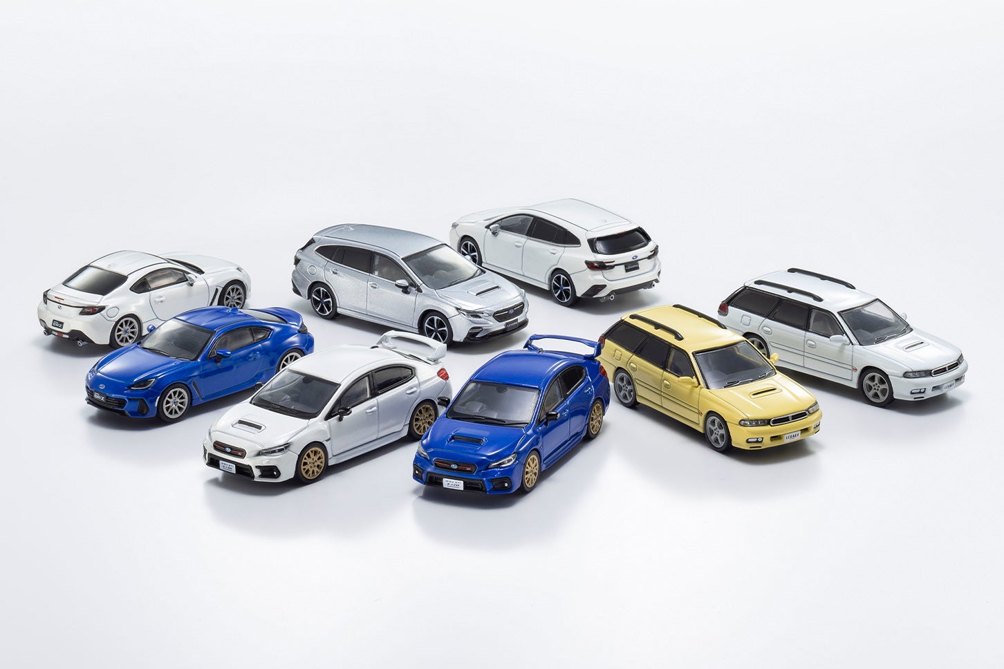 京商のミニカーにレガシィ、WRX、レヴォーグ、BRZがラインナップ