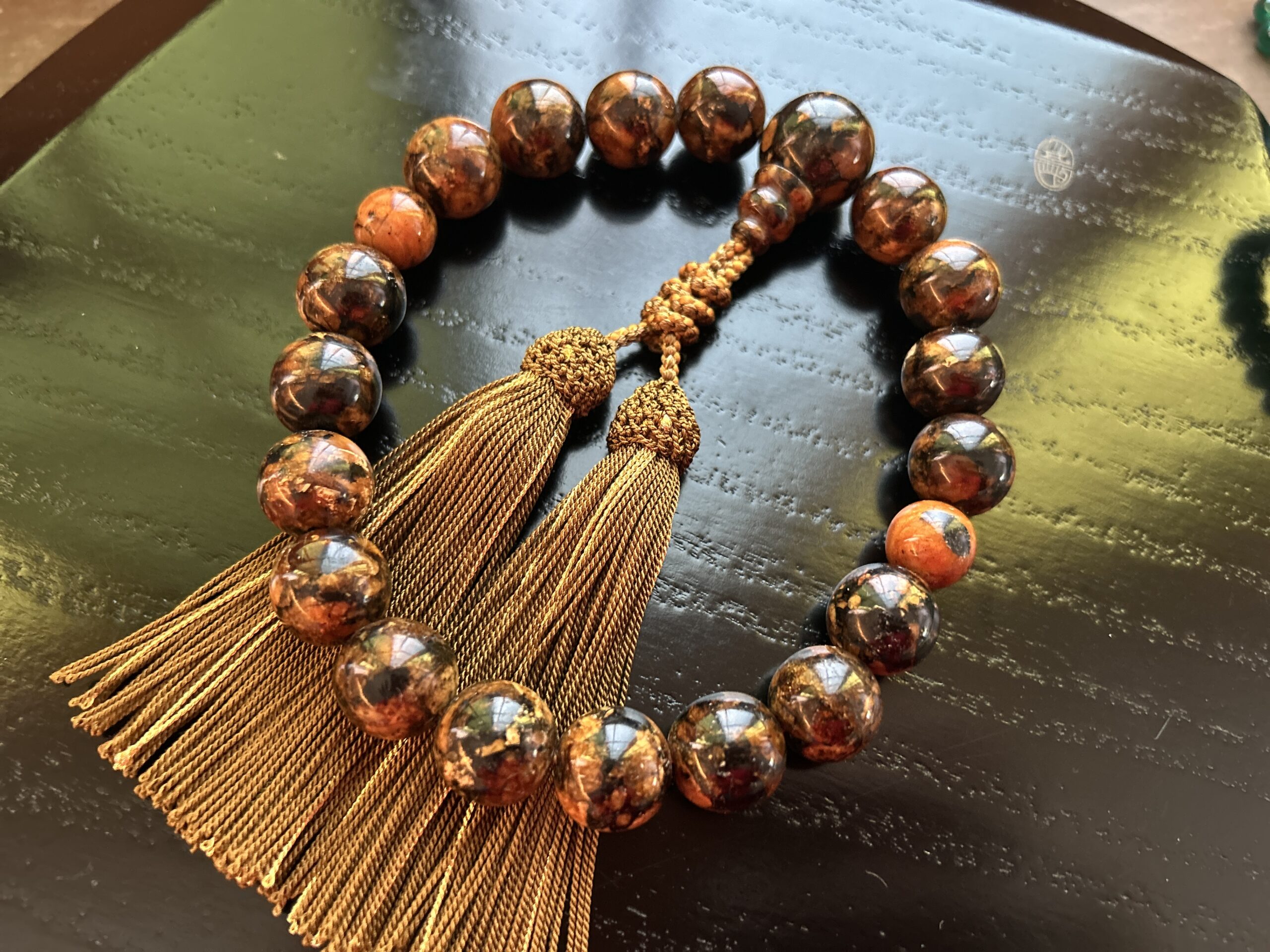 一点物 最高級 名工・喜芳作 蜜蝋虎琥珀（みつろうとらこはく） 京念珠