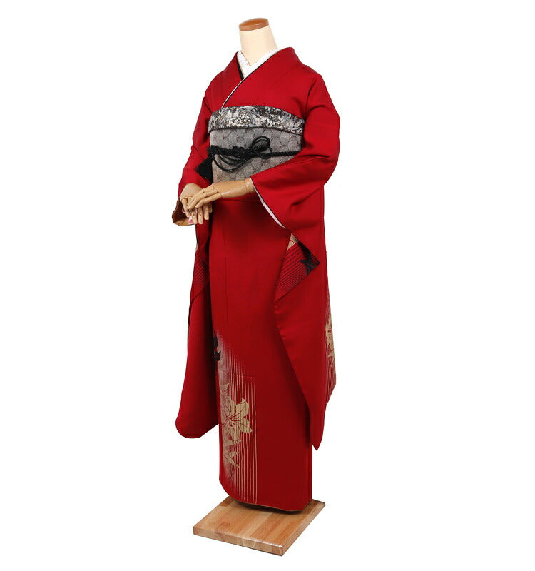 振袖 レンタル フルセット 成人式 赤 レッド シンプル 柄少なめ 適応