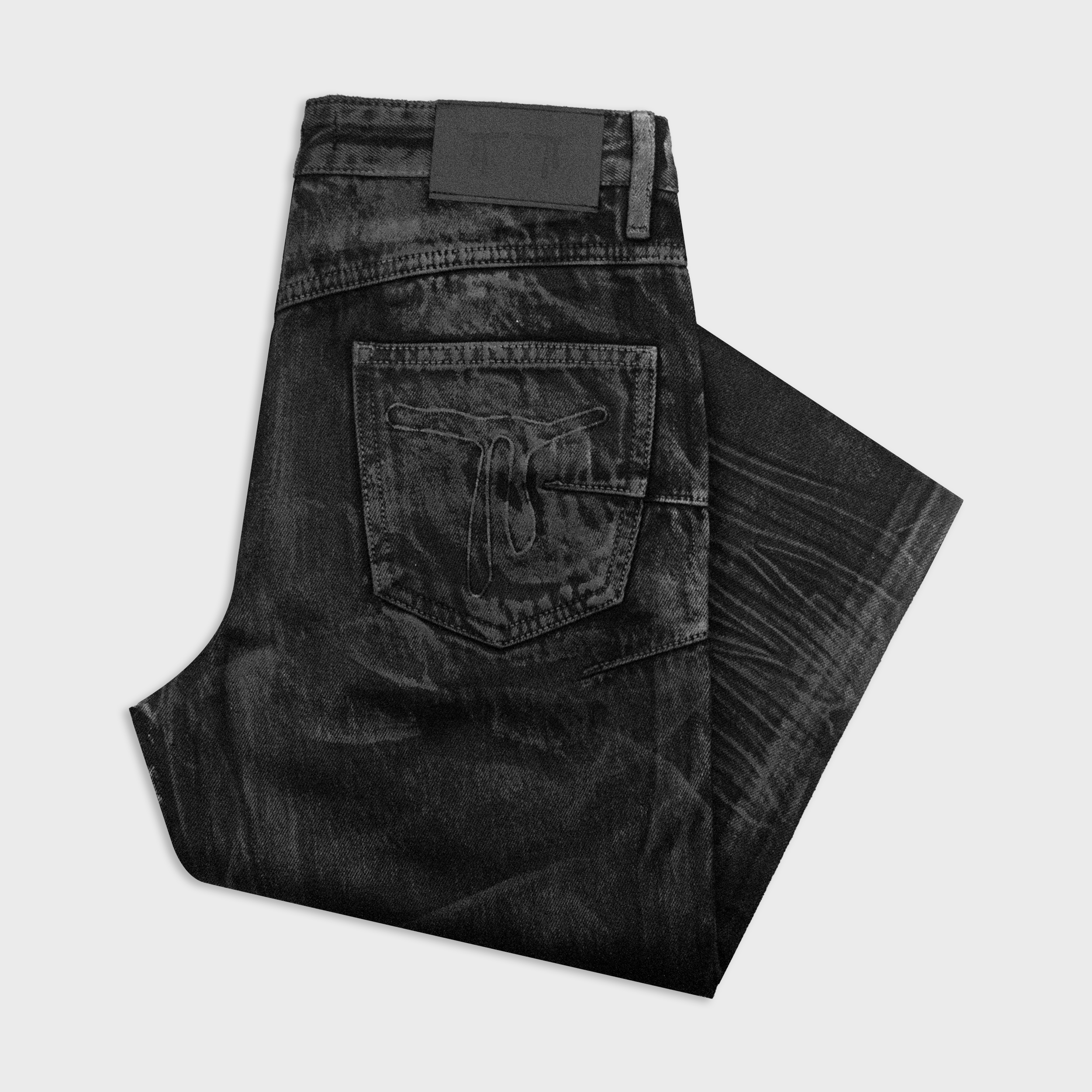 BACKSTAGE V2 FLARED JEANS IN WAXED SELVEDGE CHARCOAL DENIM | LAMENTIST