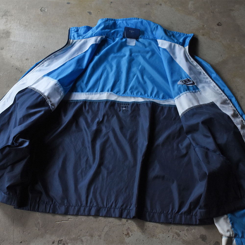80's NIKE 紺タグ 刺繍ロゴ ナイロン トラックジャケット 240623H