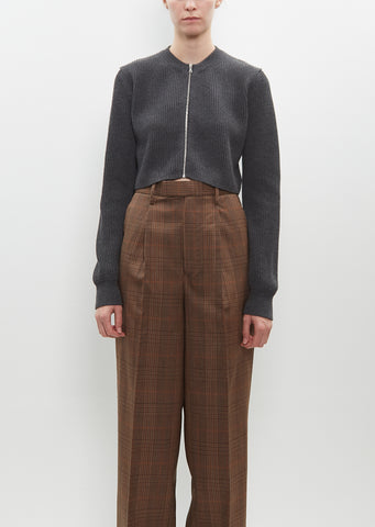 Super Fine Wool Rib Knit Zip Short Cardigan – La Garçonne