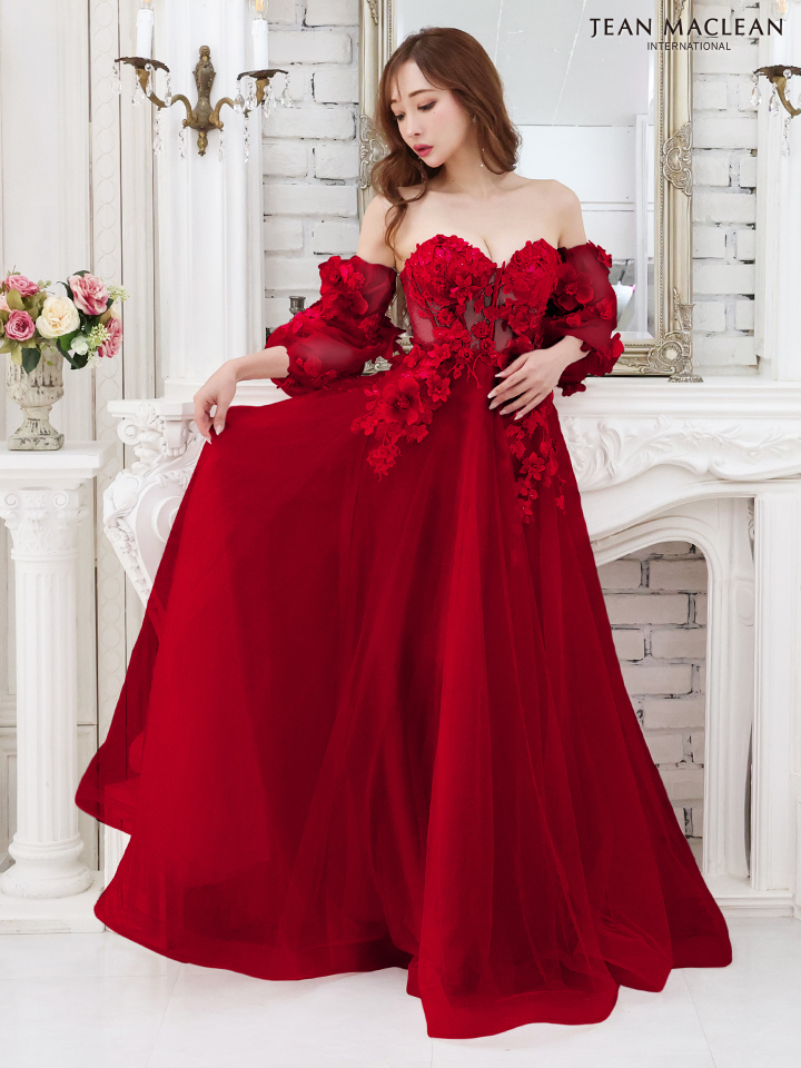 JEANMACLEAN/ジャンマクレーン】2Way フラワーベアトップパフスリーブ