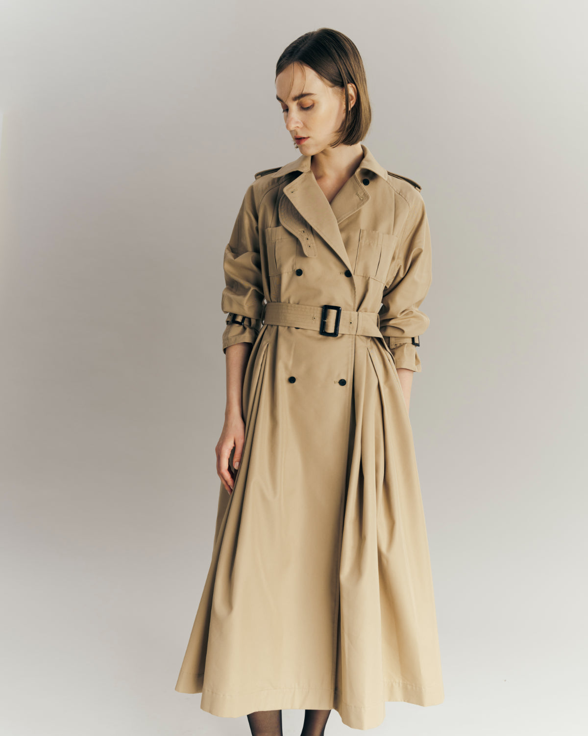 Belted Flare Trench coat – L'AUBE BLANC