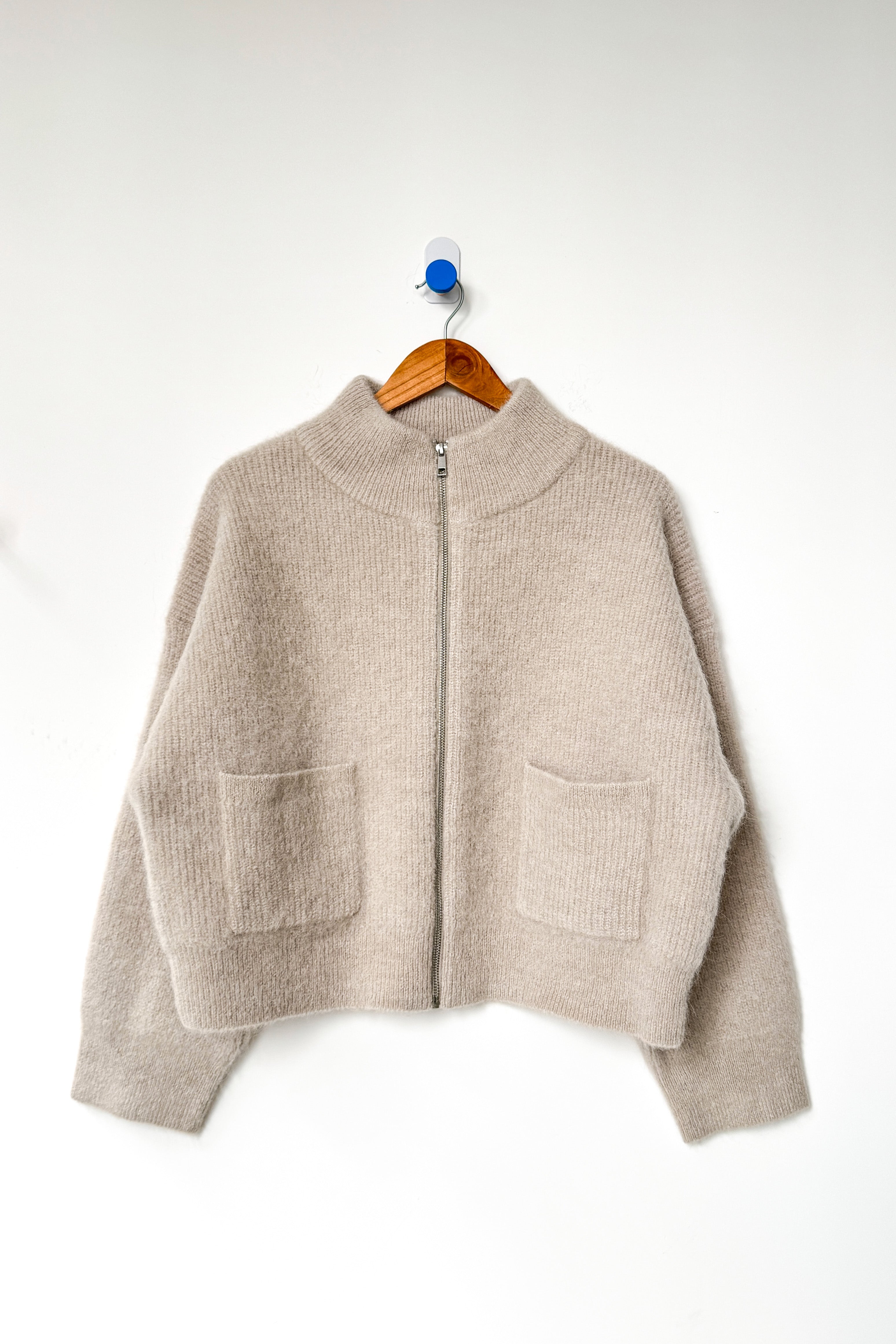 Alpaca Zip Front Jacket- Smoke
