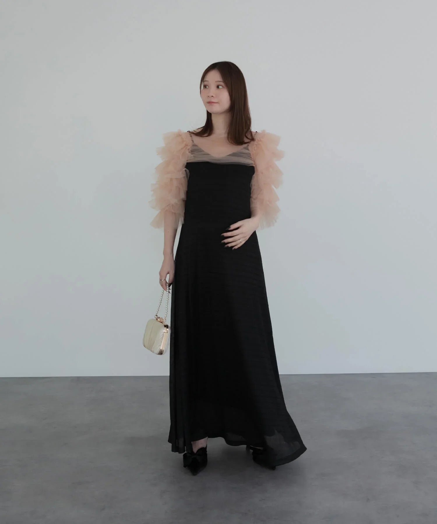 一部当日発送】ティアードフリルチュールボレロドレス/パーティー