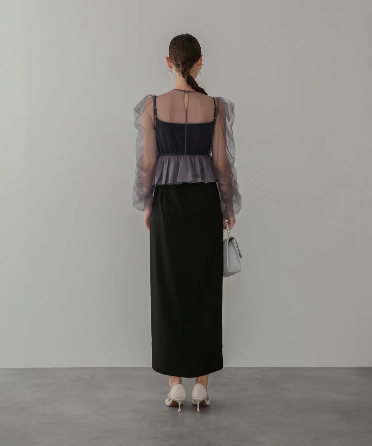 当日発送】チュールペプラムトップスセットキャミワンピースドレス