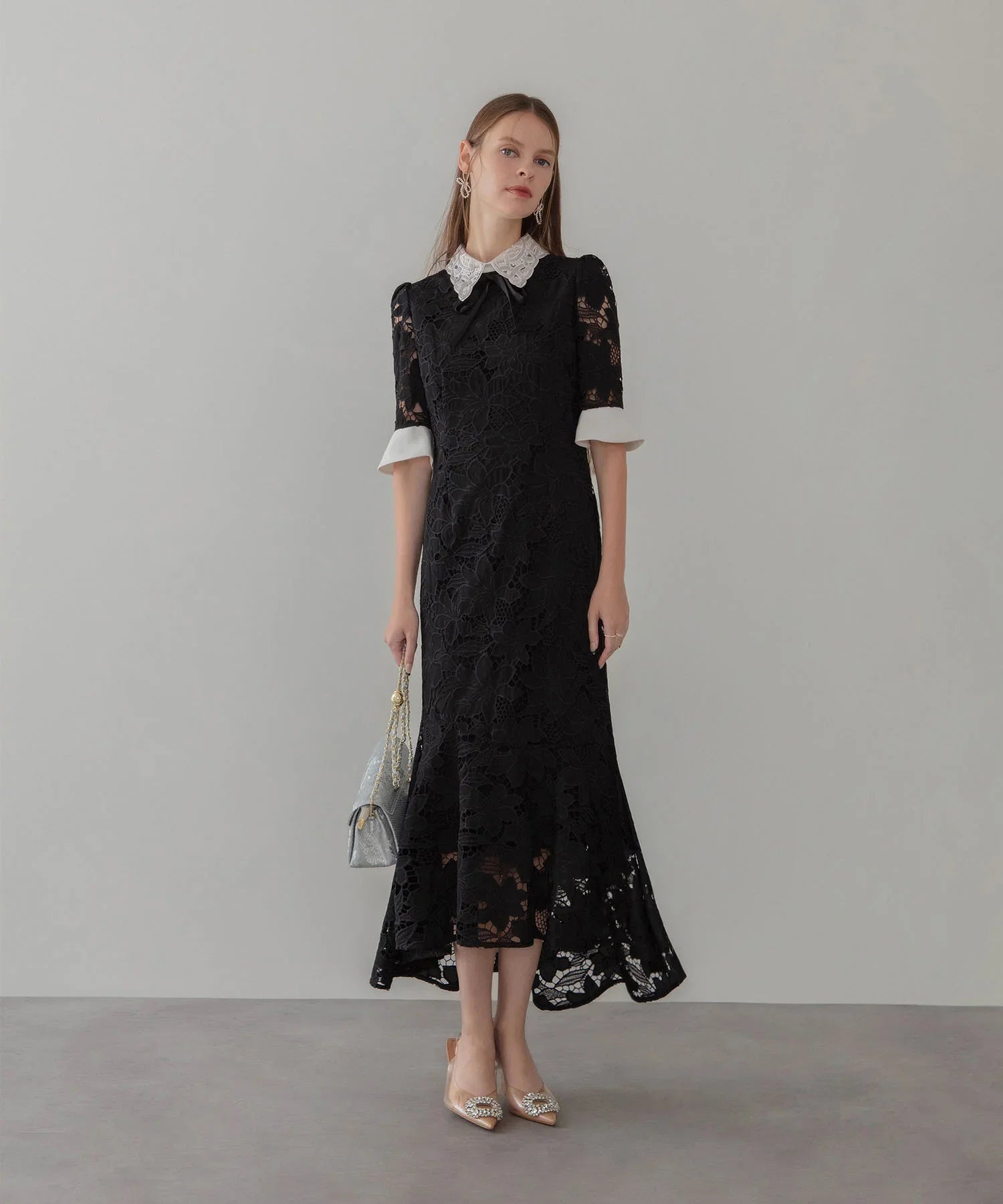 当日発送】パールカラーボウタイフラワーレースフィッシュテール