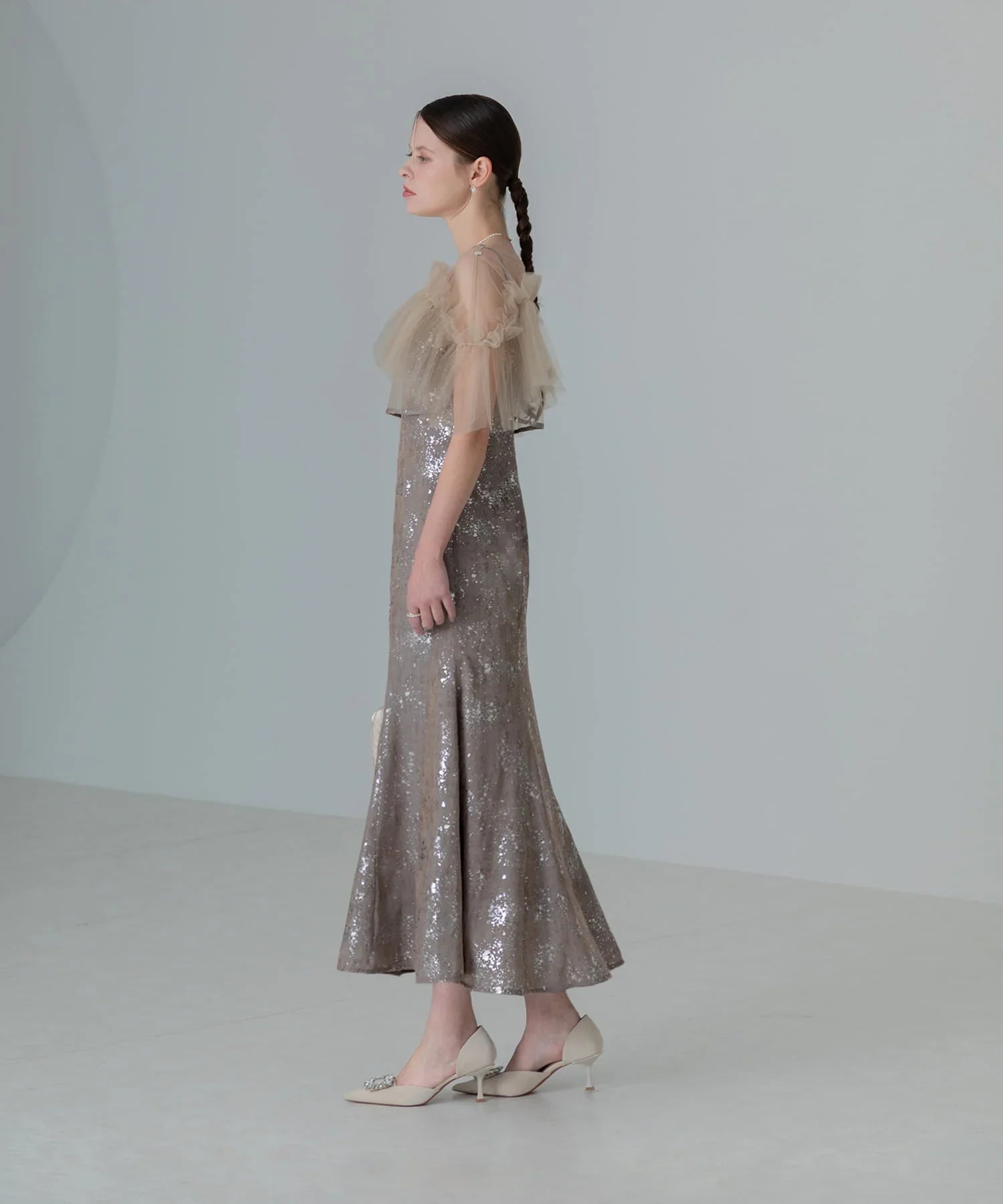 当日発送】チュールフリルボレロペイントマーメイドワンピース結婚式