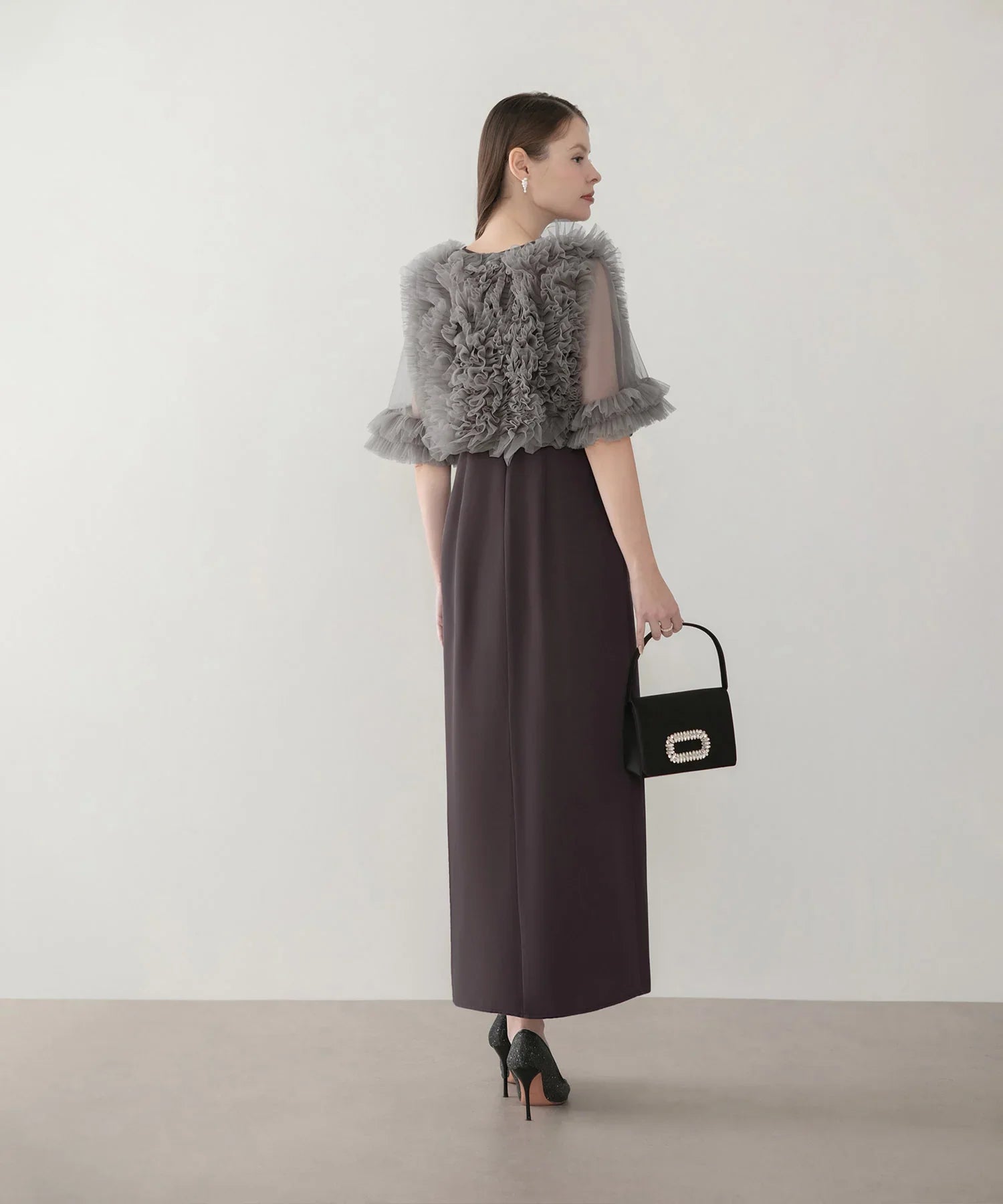 当日発送】チュールフリルビスチェIラインワンピースドレス