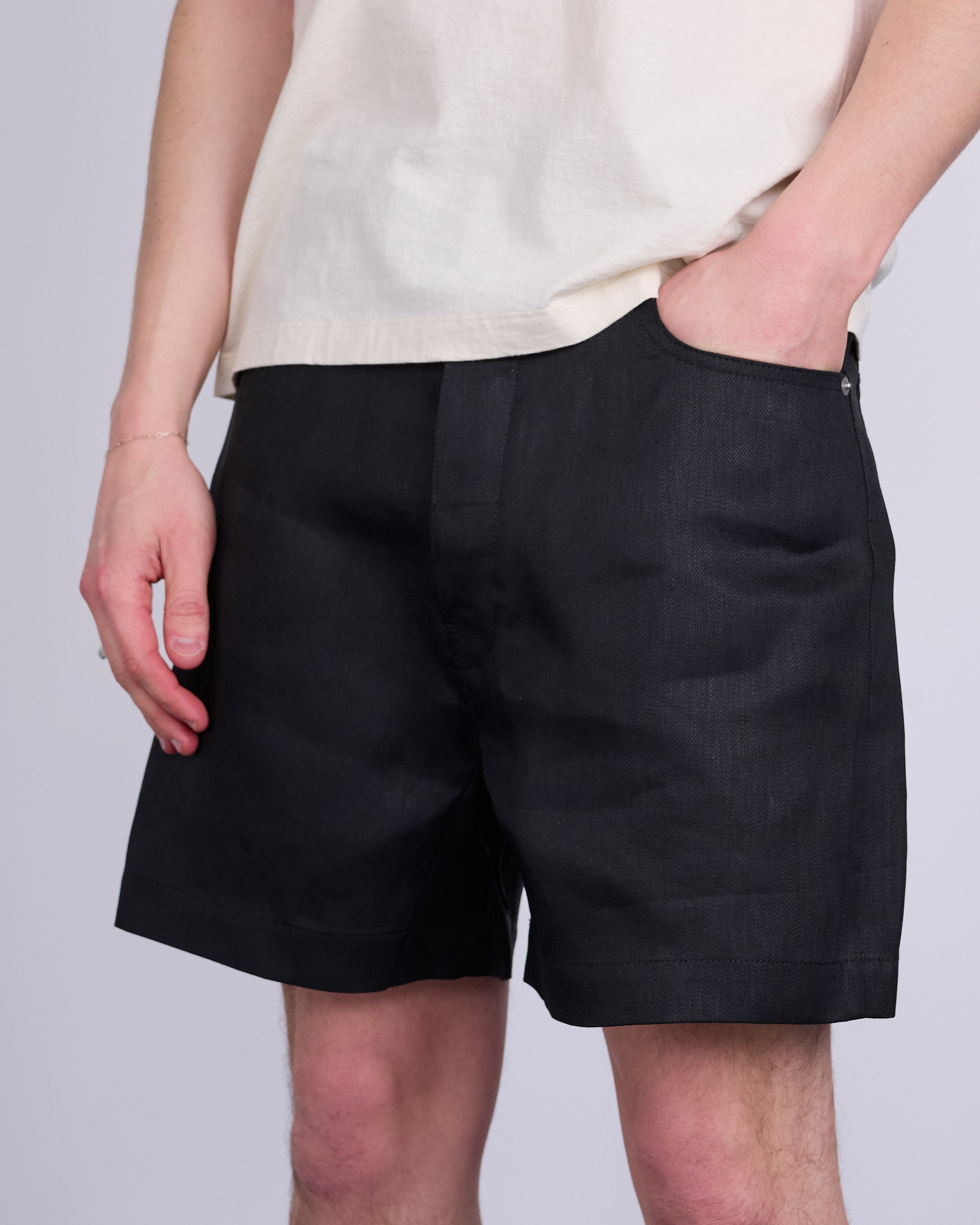 Rick Owens Geth Cutoff Short Linen Twill Black – LESS 17