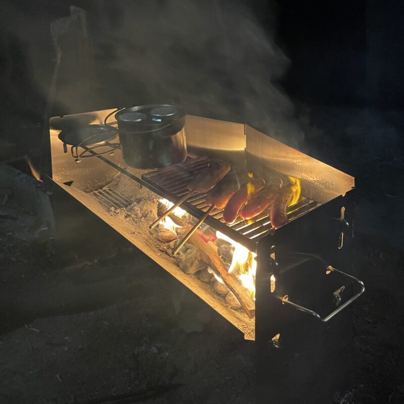 ユニフレーム薪グリルラージレビュー！キャンプ場DIY開拓2年目1月