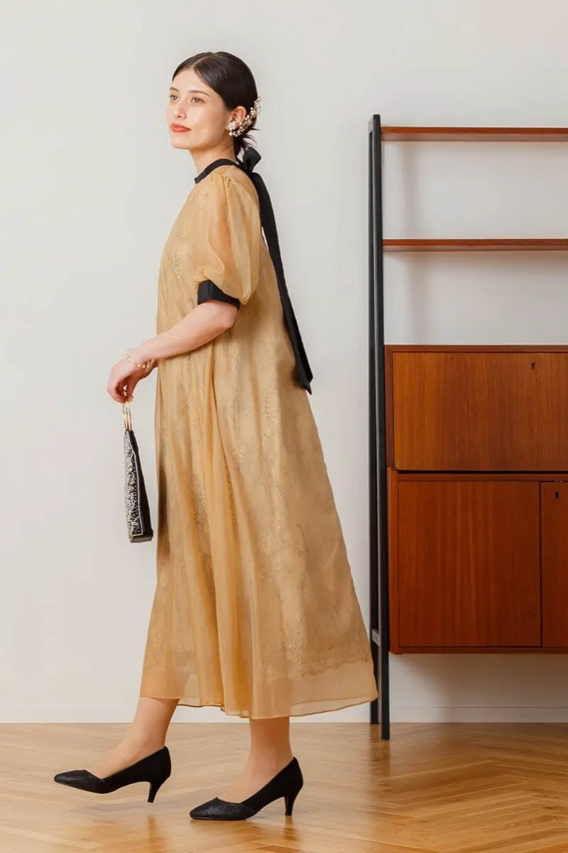 オレンジのシアーAラインドレス | Dorry doll | M～マタニティ