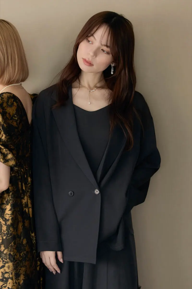 チャコールのトランスペアレントヘムセットアップドレス | et.UNiVER