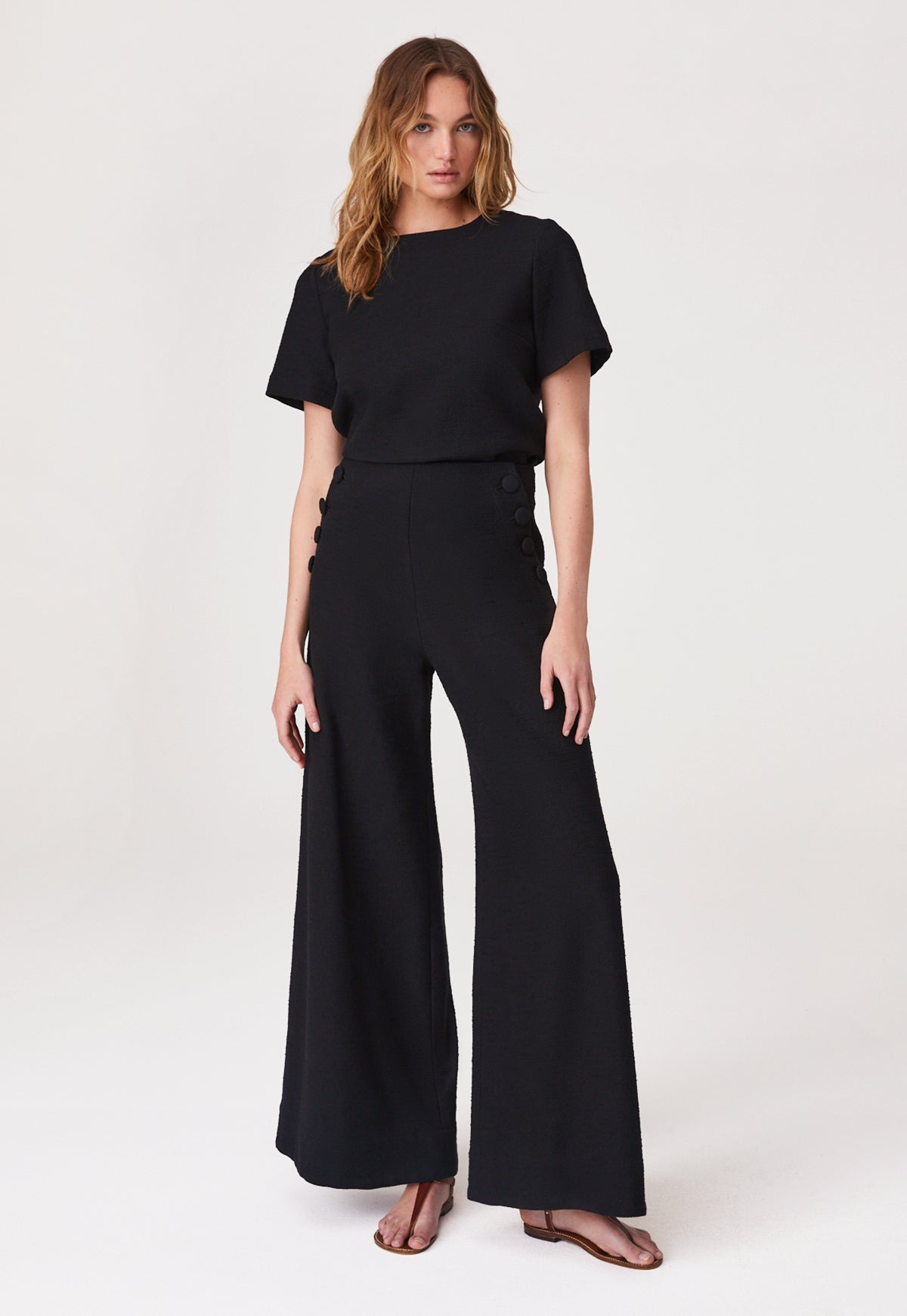 THE SAILOR PANT in BLACK TEXTURED COTTON – Lisa Marie Fernandez