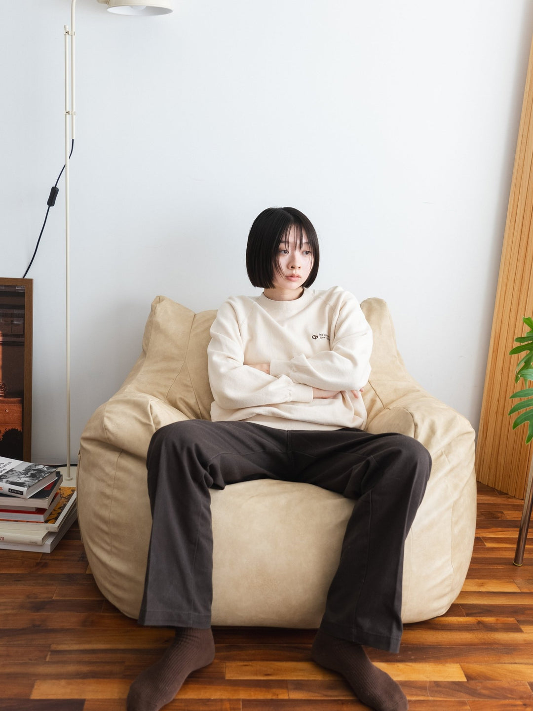 GOOD THING × LOOSYコラボ 1人掛けビーズソファ Matte Beige｜1人用