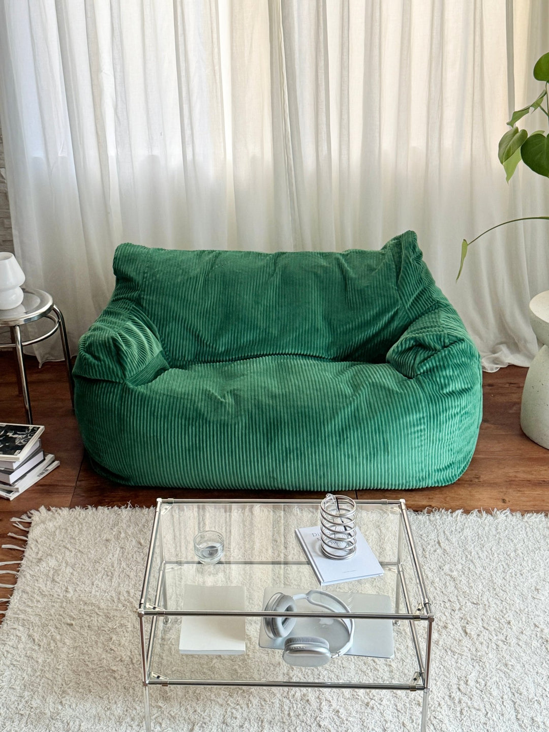 LOOSY 2人掛けビーズソファ Green｜2人用ソファ おしゃれ 一人暮らし