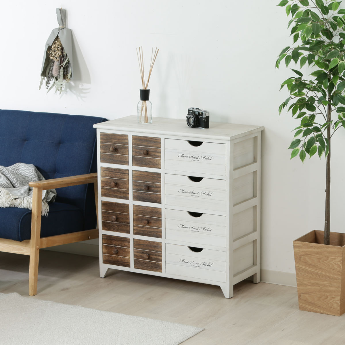 チェスト 幅68cm 3列4段 アンティーク調 （ 収納 棚 キャビネット