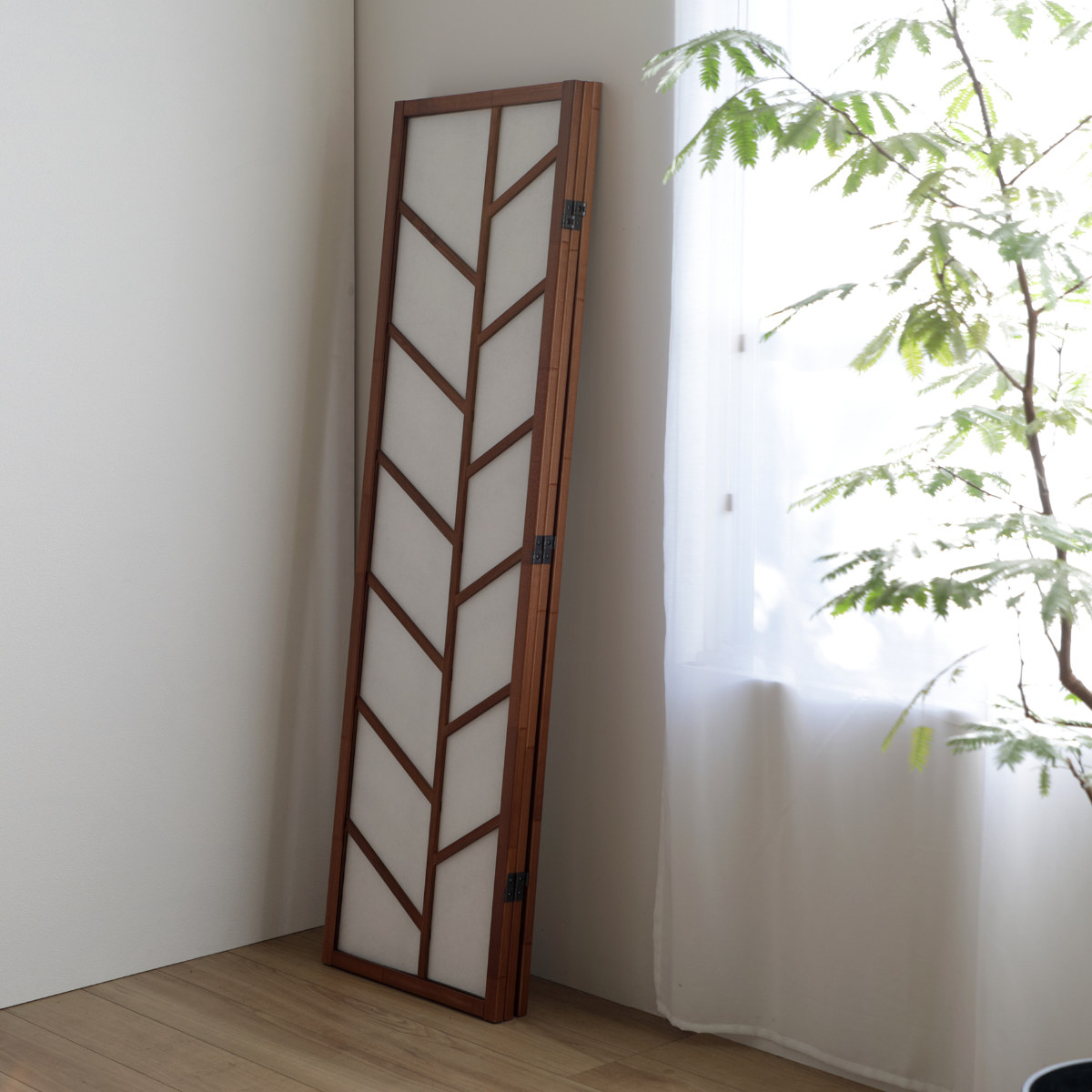 衝立 3連 ブラウン 高さ150cm 木製スクリーン （ パーテーション