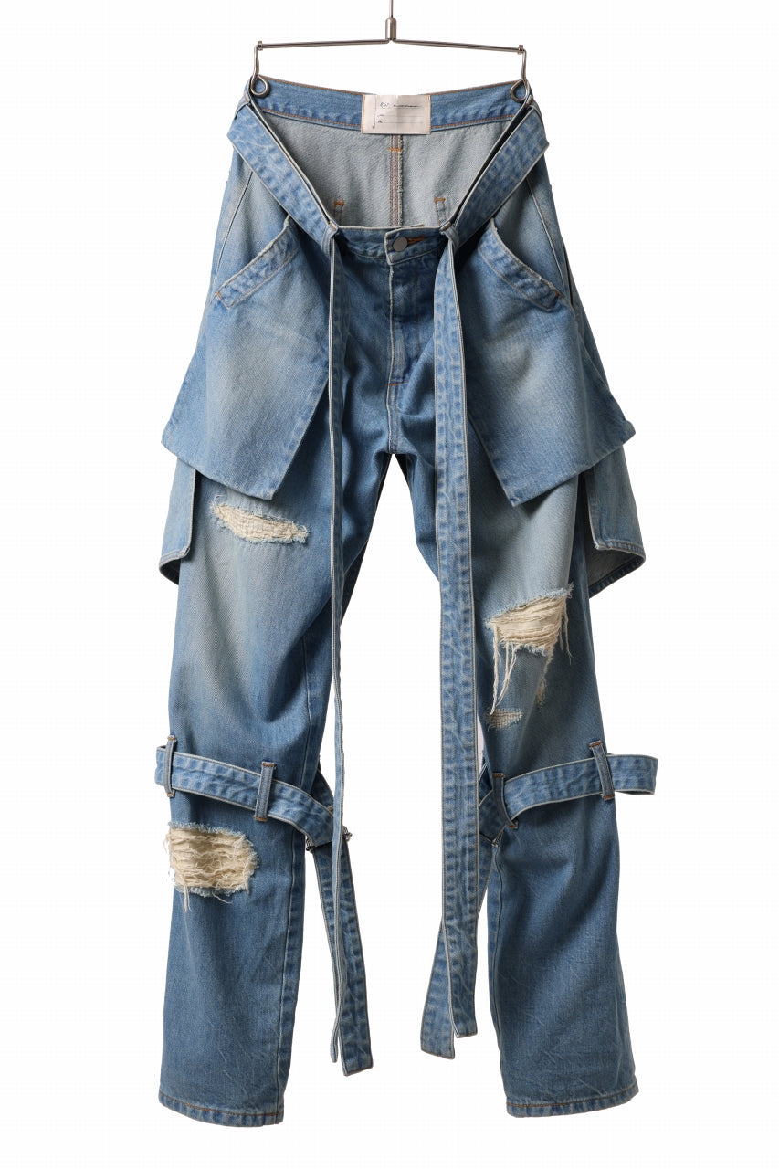 N/07 SEDITIOUS BONDAGE TROUSERS / CRUSHED BLEACH DENIM (INDIGO)の