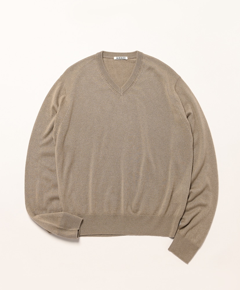 Super Fine Cashmere Silk Knit V-Neck P/O(3(MEN) Black/ブラック