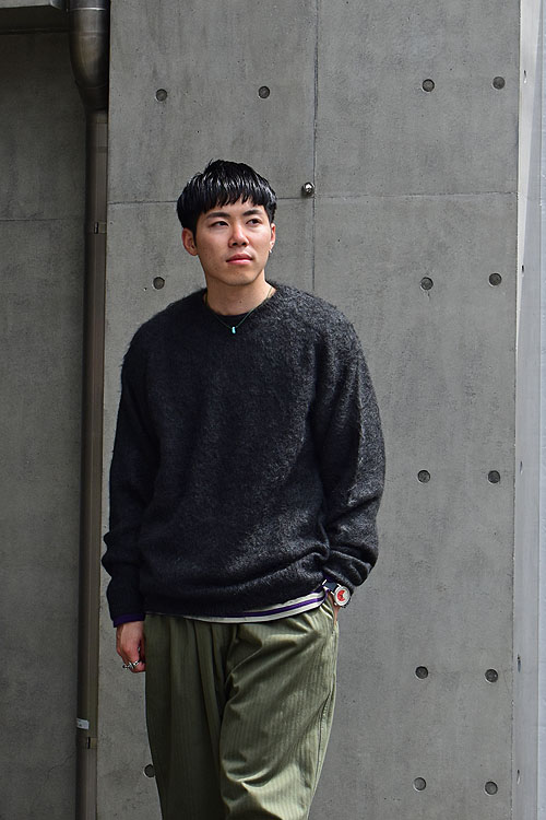 AURALEE[オーラリー] 23AW Brushed Super Kid Mohair Knit P/O [Ink Black]
