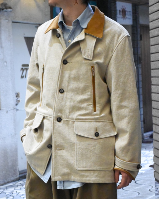NICENESS LORAN-HERRINGBONE HUNTING JACKET[KHAKI]
