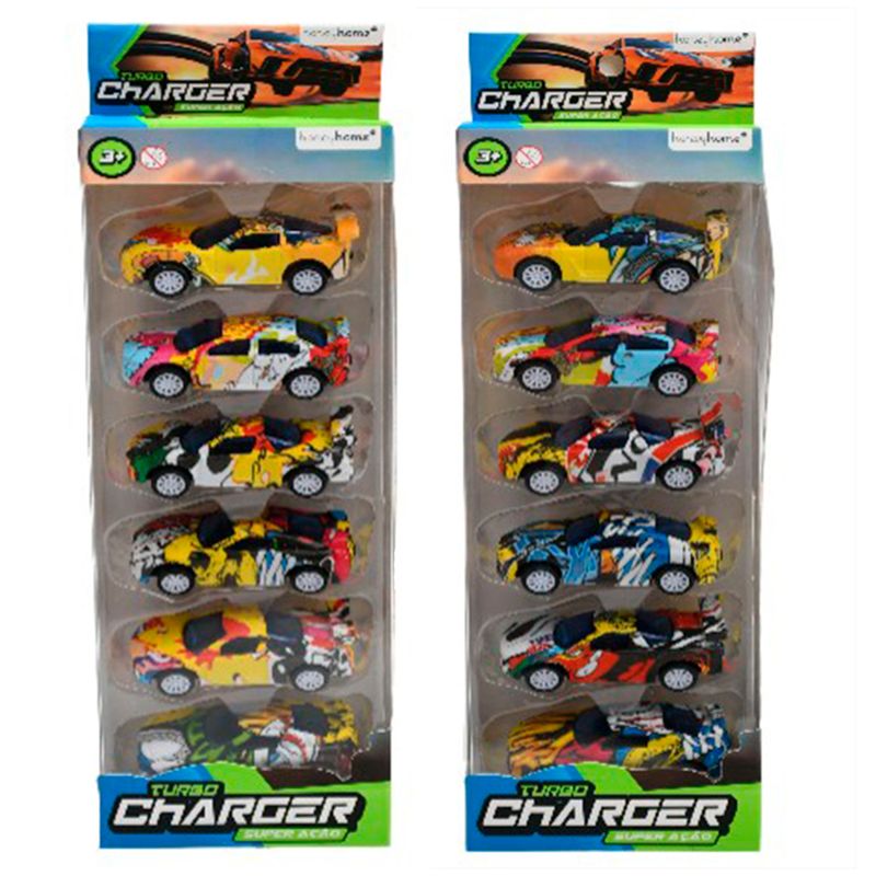 Conjunto de Carrinhos Super Ação Turbo Charger Acrílico E Metal