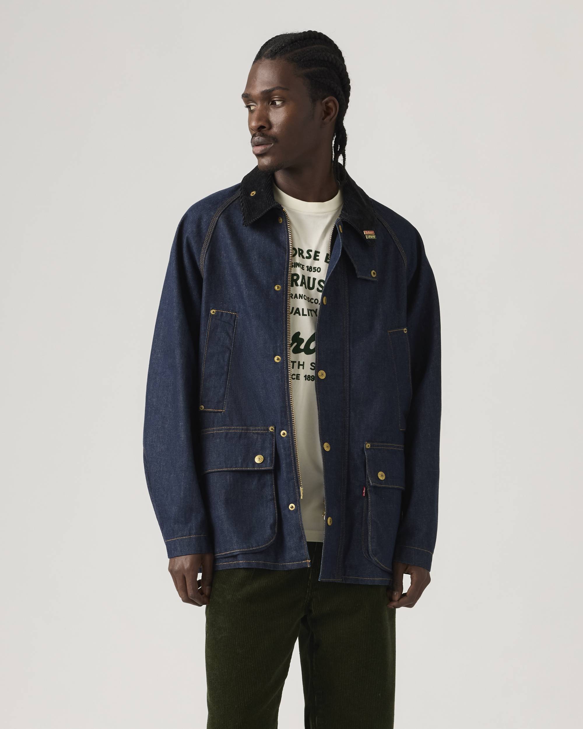 Levi's® X Barbour Oversized Bedale Jacket - Dark Wash | Levi's® US