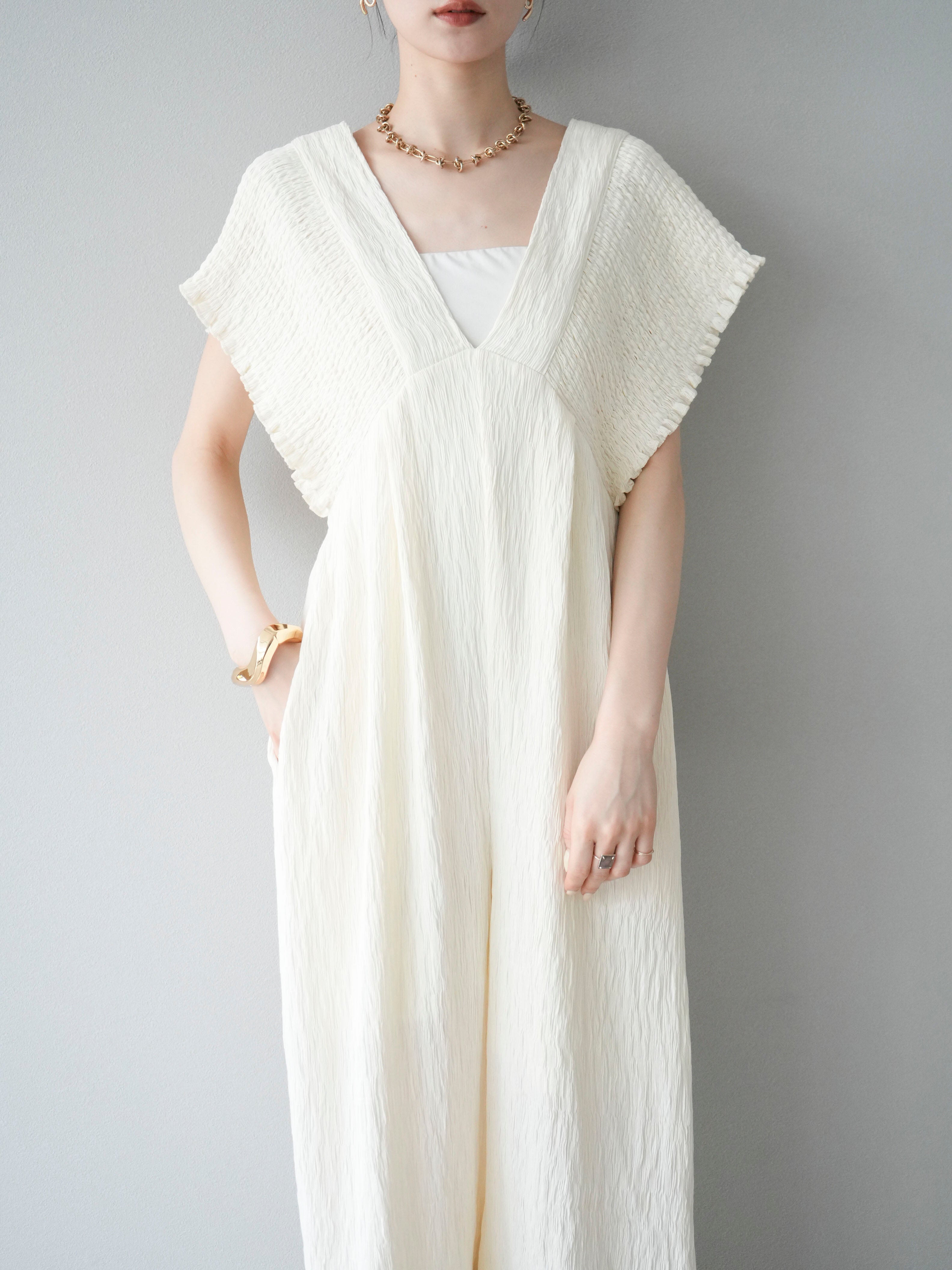 予約]楊柳シャーリングサロペット/アイボリー – Lumier