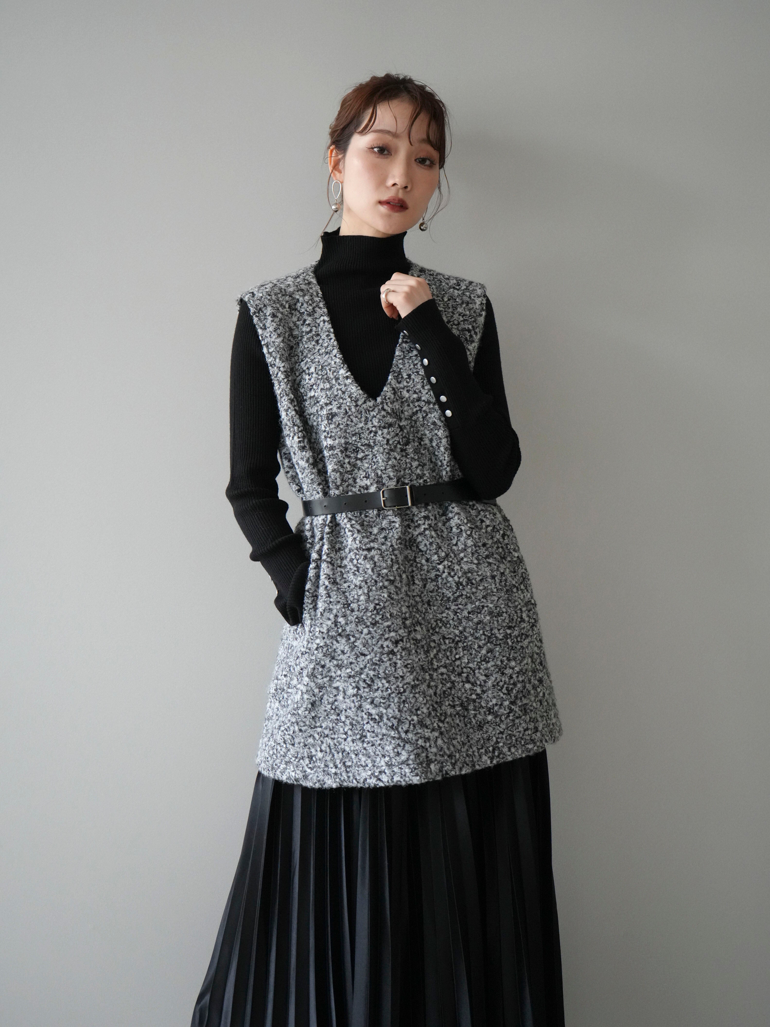 予約]ミックスループヤーンニットミニワンピース/gray – Lumier