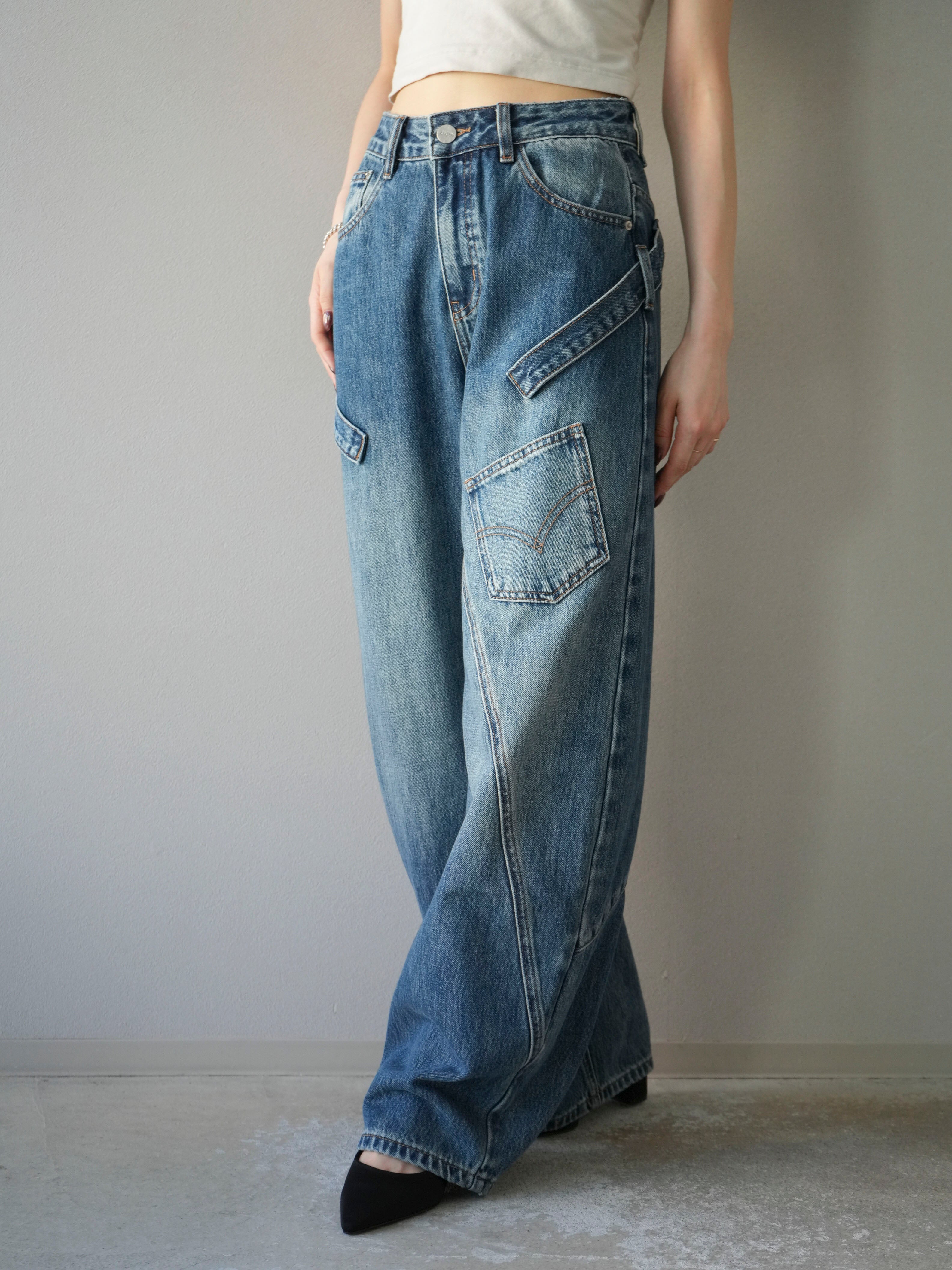 予約]ペインターカーブデニムパンツ/ブルー – Lumier