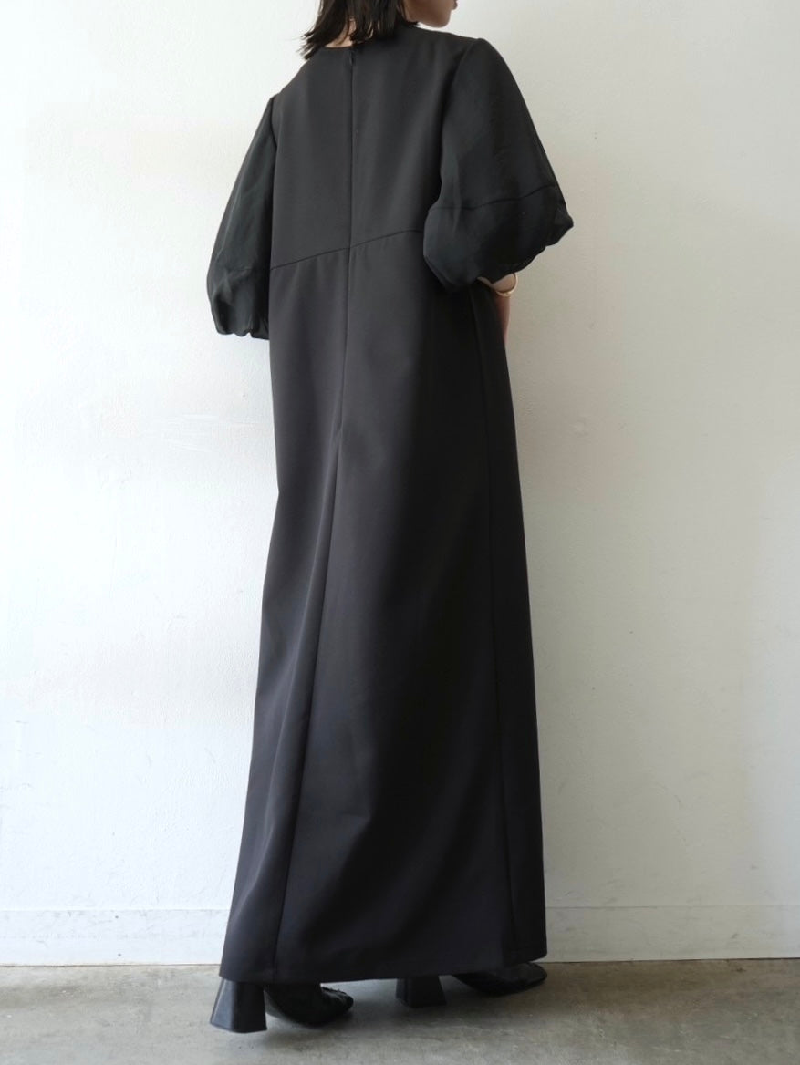 予約]シアーバルーンスリーブワンピース/ブラック – Lumier