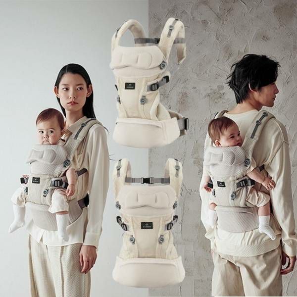 エールベベの抱っこ紐【ベビーキャリアスリー】ライトベージュ 新生児