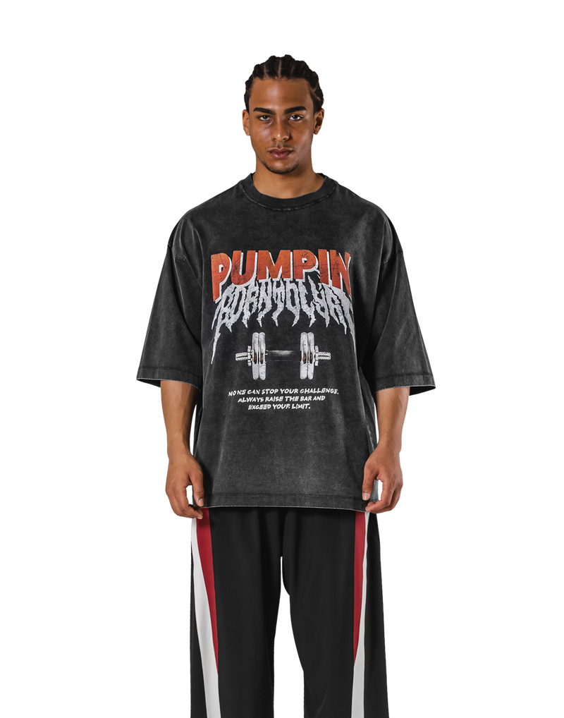 Dumbbells Graphic Vintage Extra Big T-Shirt - Black – LÝFT