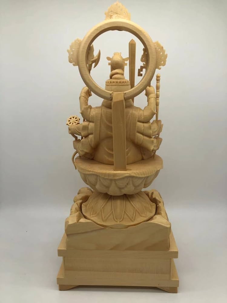 Amazon｜木彫り仏像 【弁財天（弁才天）】八臂 座像 高級木彫り （総高