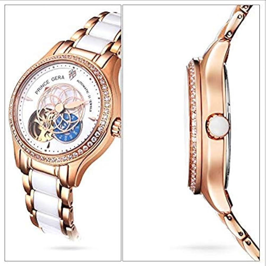 Amazon.co.jp: 腕時計 レディース PRINCE GERA 高級 機械式 自動巻き