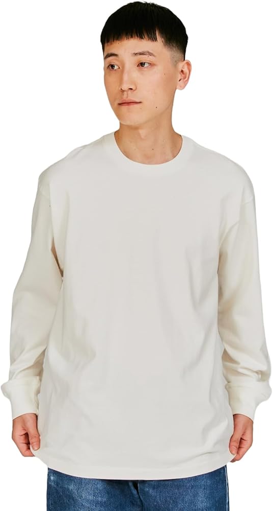 Amazon.co.jp: Tシャツ 長袖 綿100% 丸胴仕様 タグレス仕様 1P Hanes T