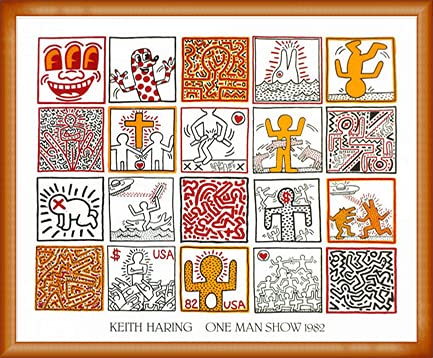 Amazon.co.jp: ポスター キース ヘリング One Man Show 1982 額装品