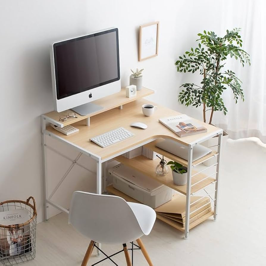 Amazon | エア・リゾーム パソコンデスク L字 ワークデスク 学習机