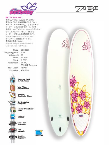 Amazon.co.jp: NSP Betty Fun Surfboard 7'6'' : Sports & Outdoors