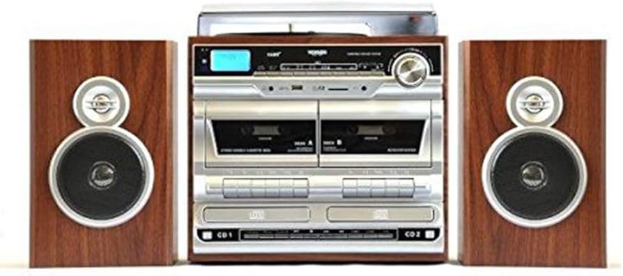 Amazon.co.jp: VERSOS Wカセットマルチレコードプレーヤー ブラウン