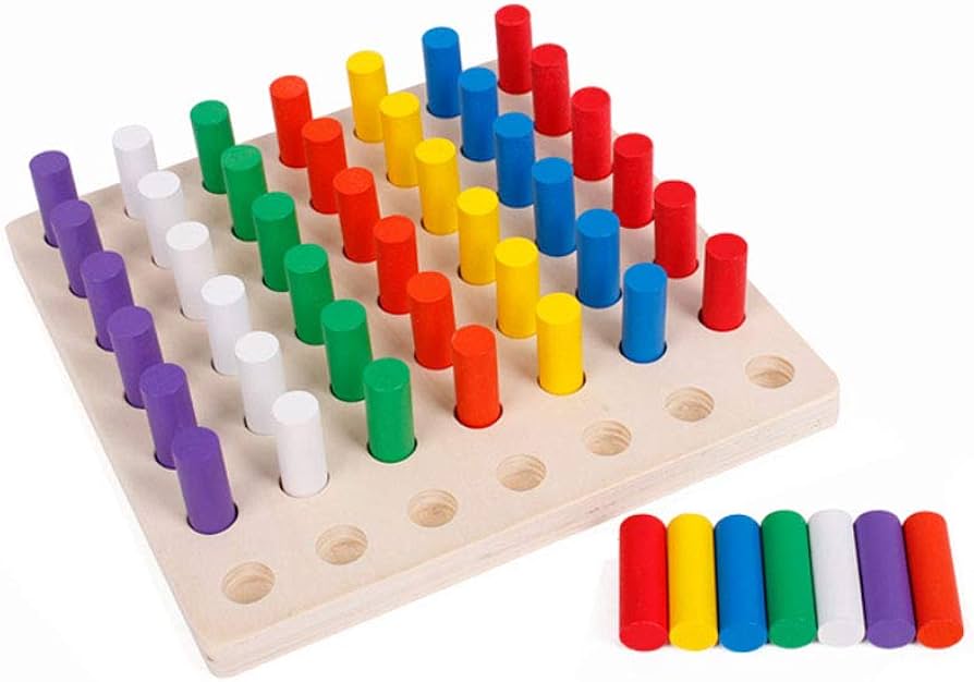Amazon.co.jp: HAPPYMATY モンテッソーリ教具 - 色つき円柱さし（7色