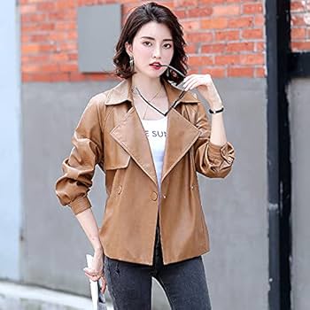 Amazon.co.jp: KanshaMingma ベルト付き レザージャケット レディース