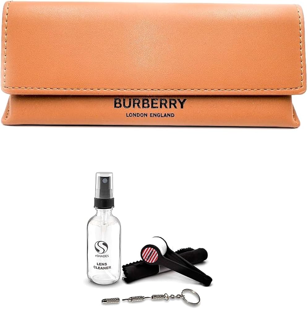 BURBERRY Large Triangular Brown Sunglass Eyeglass Case + Bundle