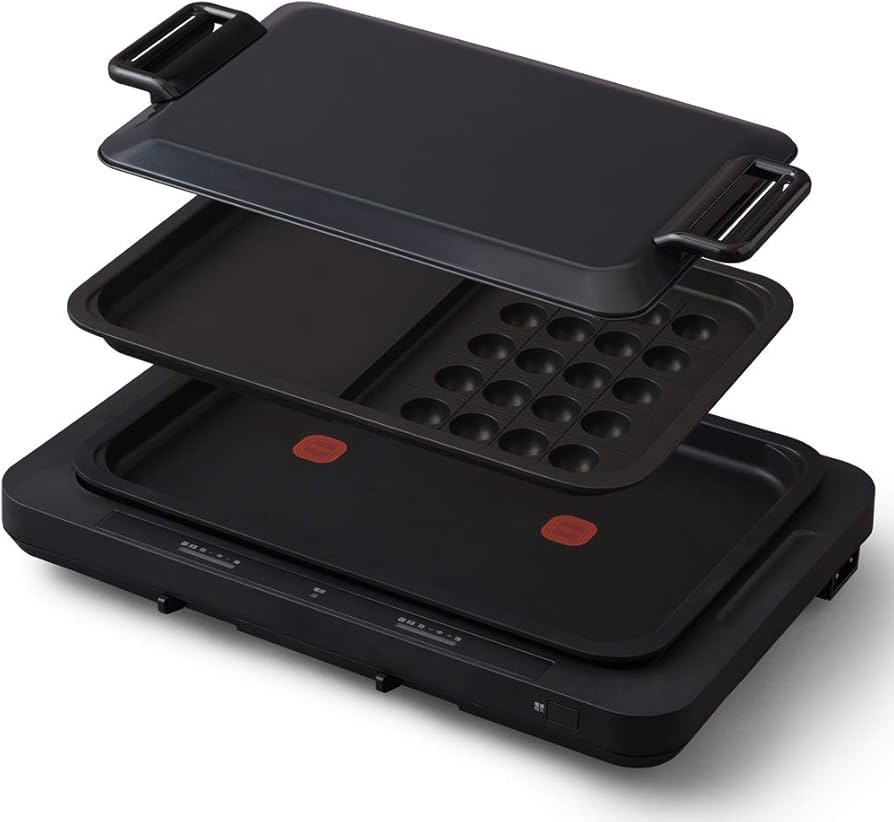 Amazon | ホットプレート 左右温度調整 2枚 ブラック WHPK-012-B