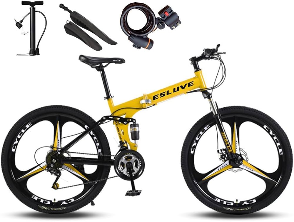 Amazon | Esluve マウンテンバイク 26インチ 21段変速 折りたたみ
