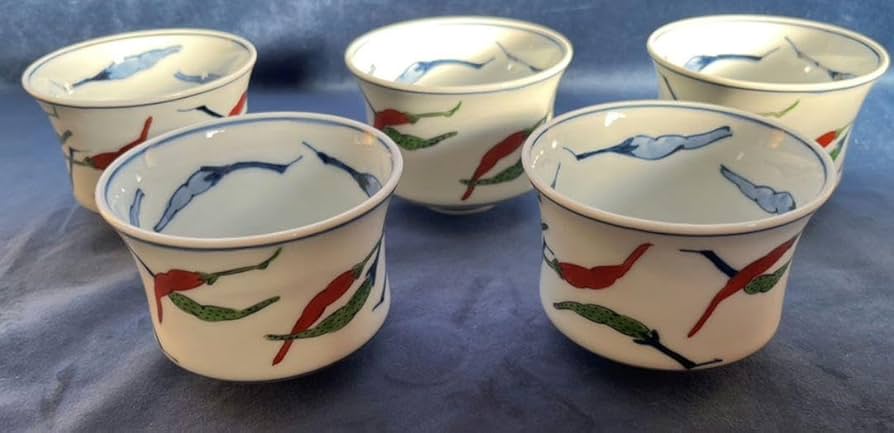 Amazon.co.jp: 有田焼 源右衛門窯 染錦胡椒絵 小鉢 5客 吉祥文様