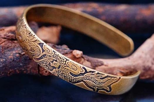 Amazon.co.jp: 真鍮 バングル 龍 鳳凰 ドラゴン フェニックス